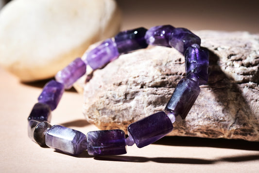 Amethyst Tube Bead Bracelet for Women