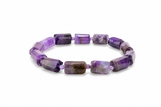 Amethyst Tube Bead Bracelet for Women