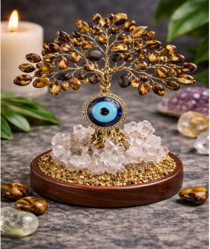 Evil Eye Tiger’s Eye Crystal Tree