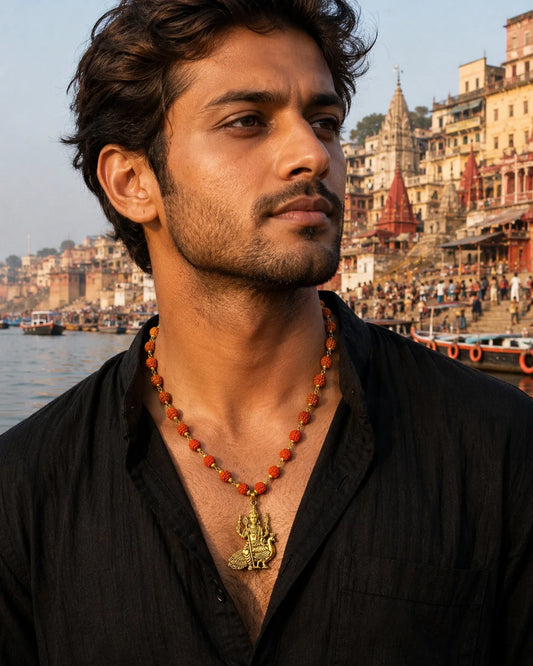Lord Murugan Pendant Rudraksha Mala