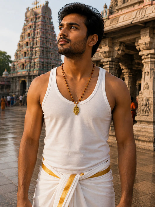 Lord Narasimha Pendant with Rudraksha Mala